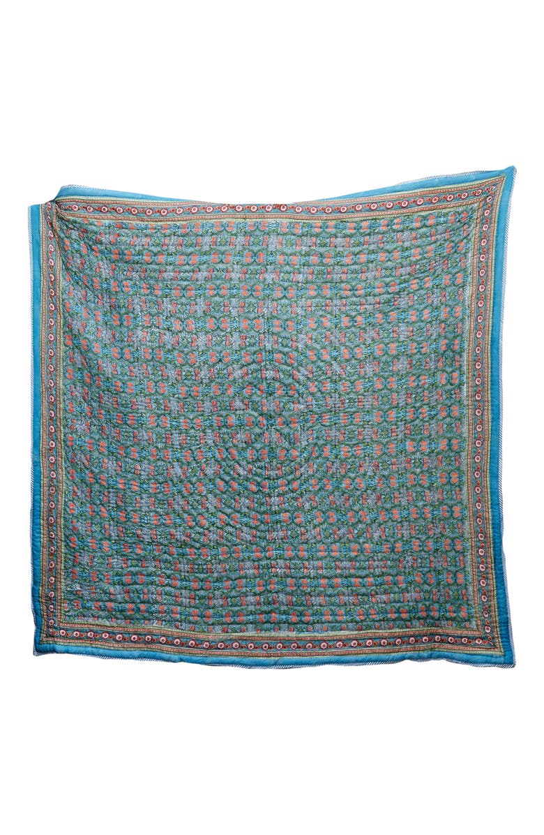 CQC LA TOPANGA Quilt Bedding Set With 2 Shams, Alternate, color, Turquise, Black, Pink