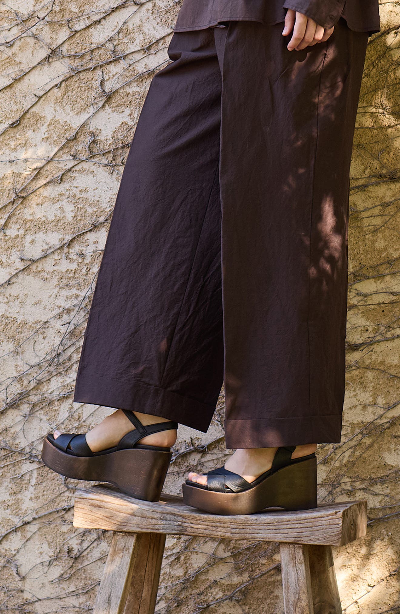 Pedro Garcia Dalys Ankle Strap Platform Wedge Sandal, Alternate, color, Black Cervo