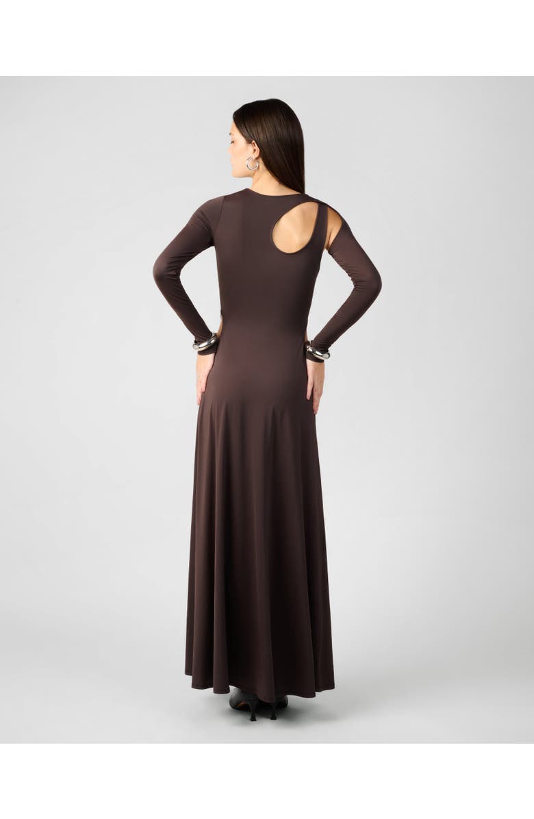 WeWoreWhat Cut Out Long Sleeve Maxi Dress, Alternate, color, Dark Brown