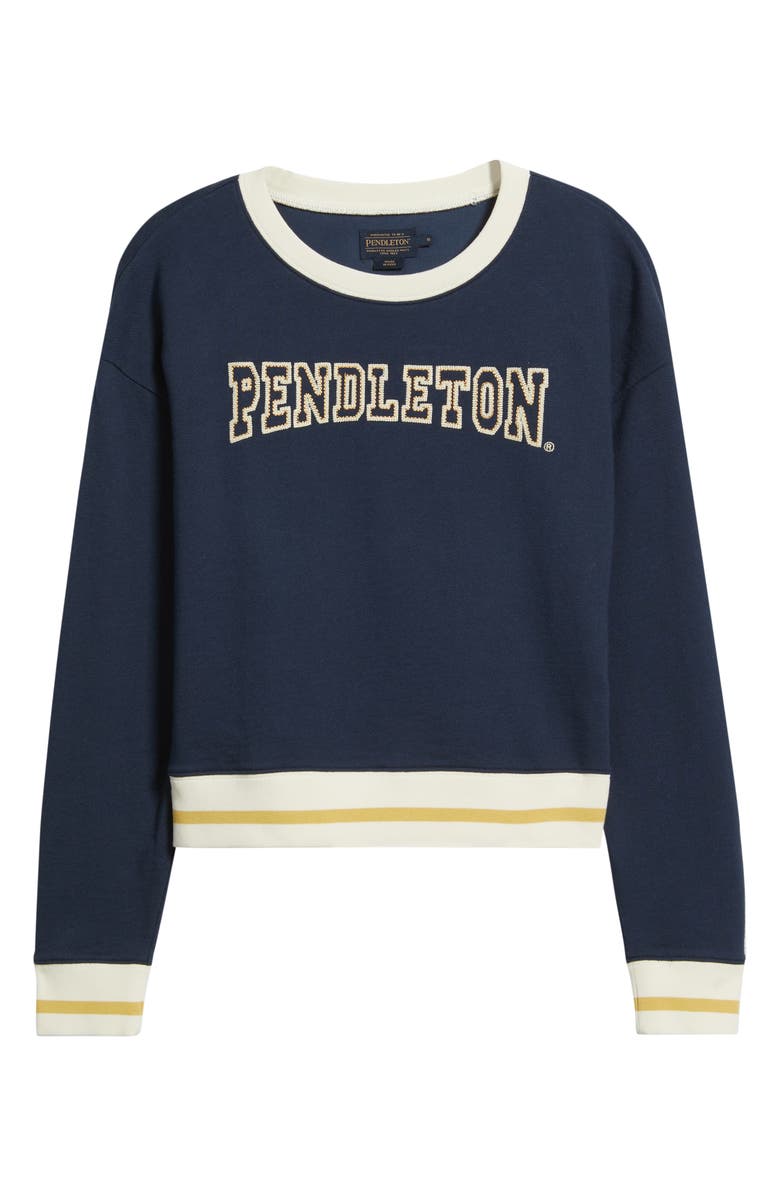 Pendleton Logo Embroidered Cotton French Terry Sweatshirt, Alternate, color, Navy