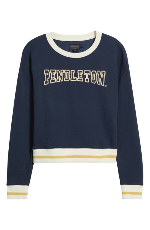 Pendleton Logo Embroidered Cotton French Terry Sweatshirt In Blue