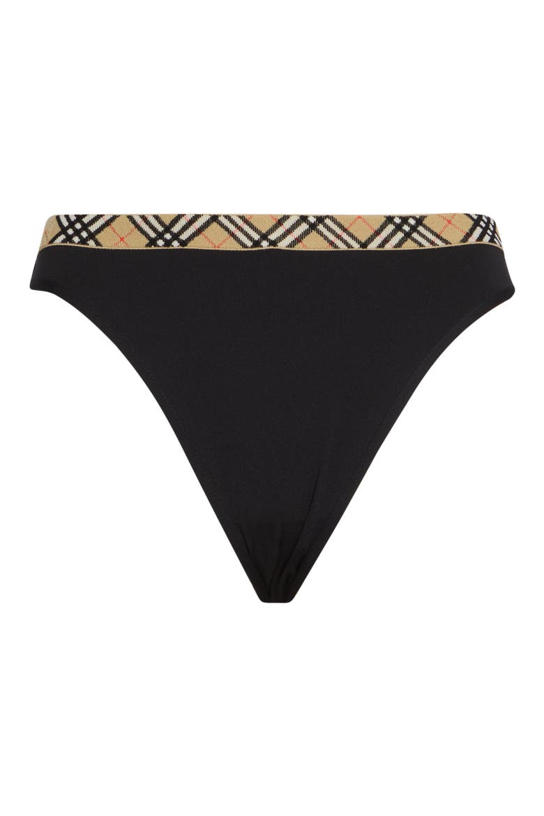 Check Trim Bikini Bottoms, Alternate, color, BLACK