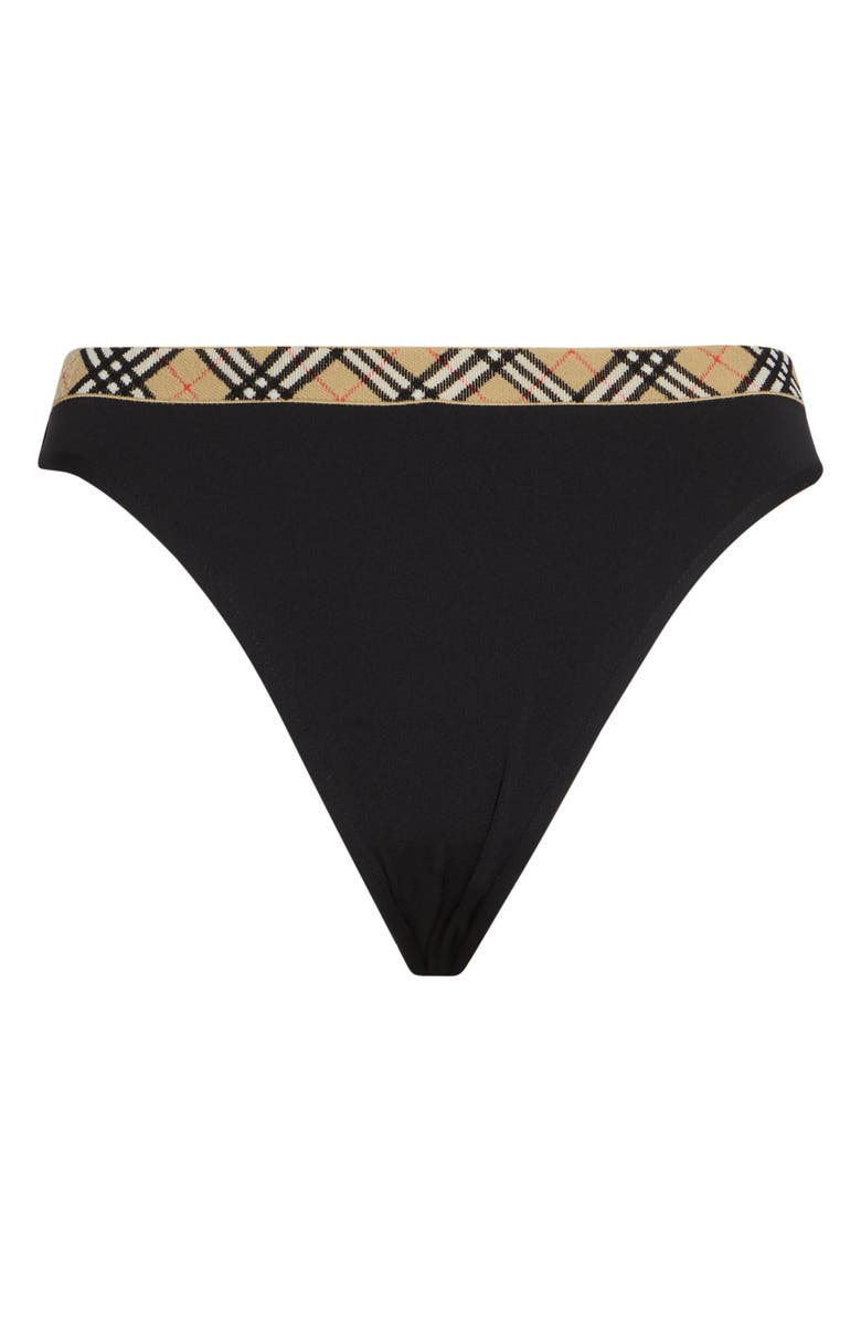 Burberry Check Trim Bikini Bottoms, Main, color, Black