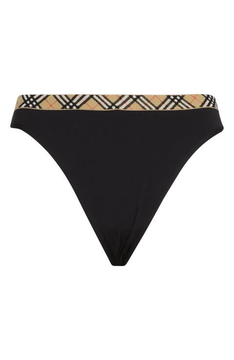 Check Trim Bikini Bottoms