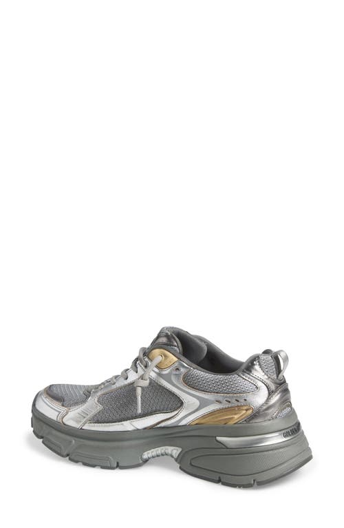 Golden Goose Laminated Leather Suede And Net Sneakers In Silver/gold