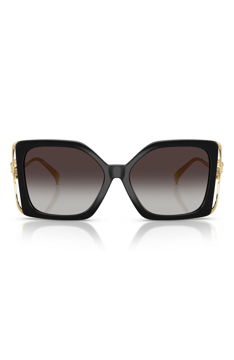 Versace 58mm Square Sunglasses, Main, color, Black / Grey Gradient Black
