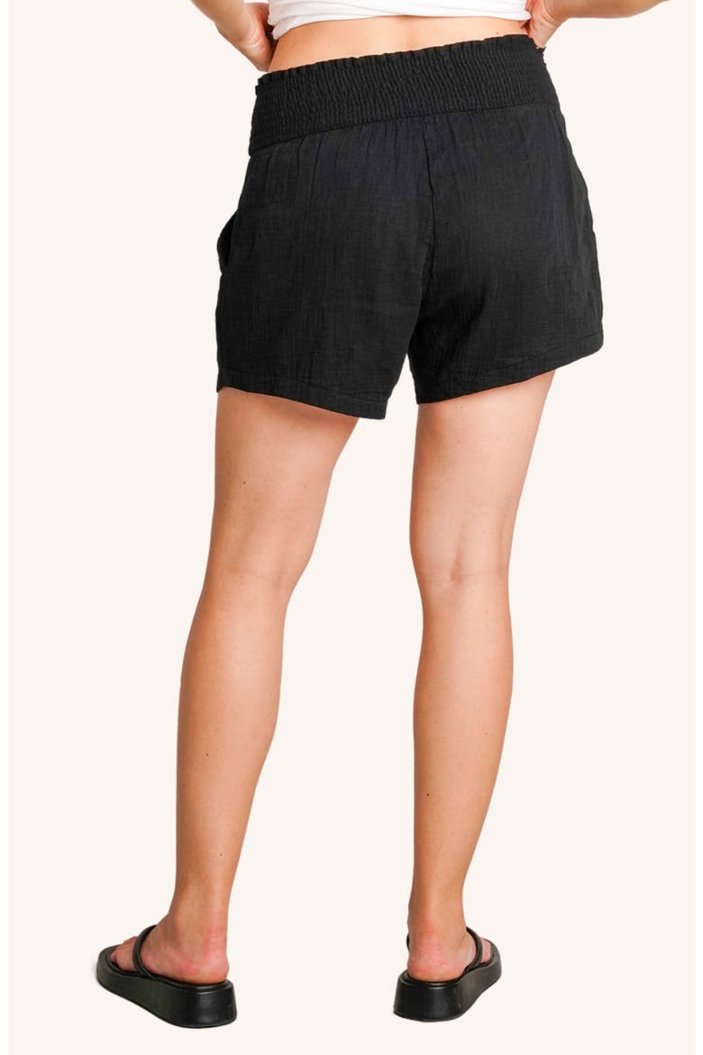 The Easy Smocked Maternity Shorts, Alternate, color, BLACK