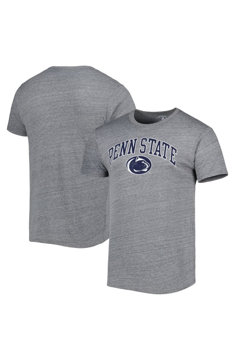 LEAGUE COLLEGIATE WEAR Men's League Collegiate Wear Heather Gray Penn State Nittany Lions 1965 Arch Victory Falls Tri-Blend T-Shirt, Main, color,