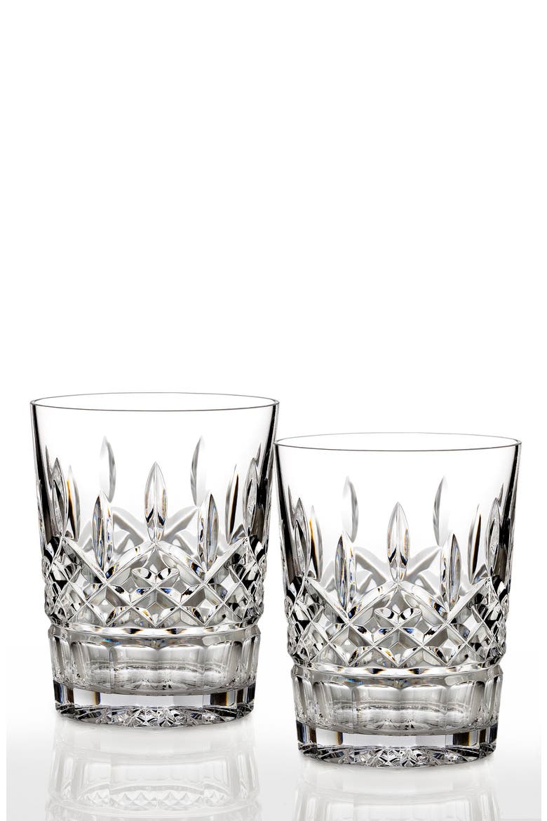 Lismore Set of 2 Lead Crystal Double Old Fashioned Glasses, Alternate, color, CLEAR