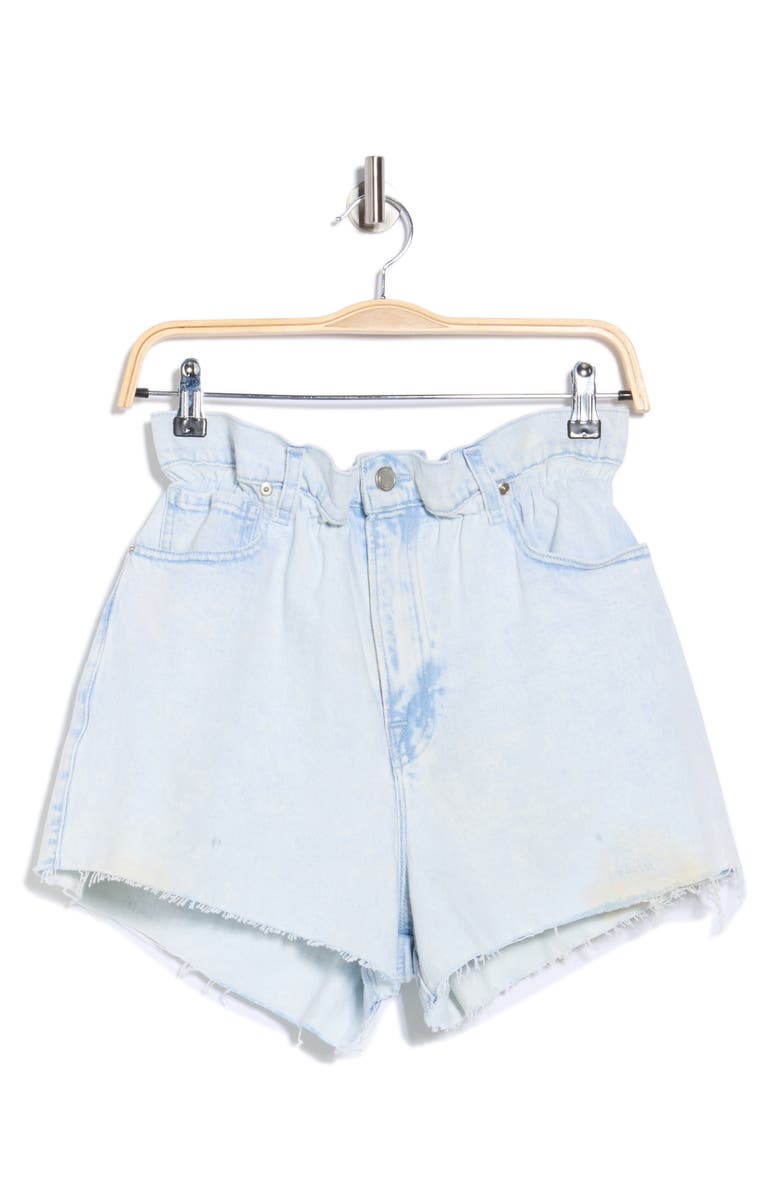 Good American Paperbag Waist Denim Shorts, Alternate, color, Indigo