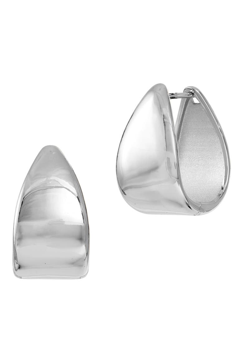 Sterling Silver Bold Huggie Hoop Earrings, Main, color, WHITE