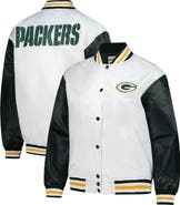 Mitchell & Ness Women's Mitchell & Ness White Green Bay Packers Plus Size Full-Snap Satin Jacket