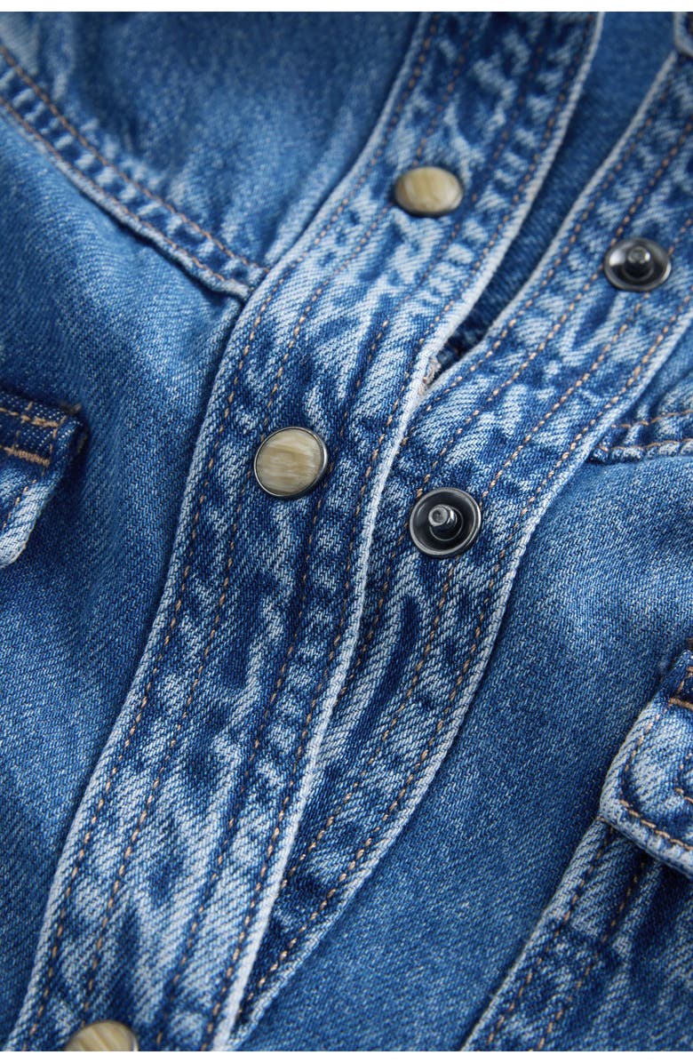 NEXT Western Tie Waist Denim Midi Dress, Alternate, color, Denim Dark Blue