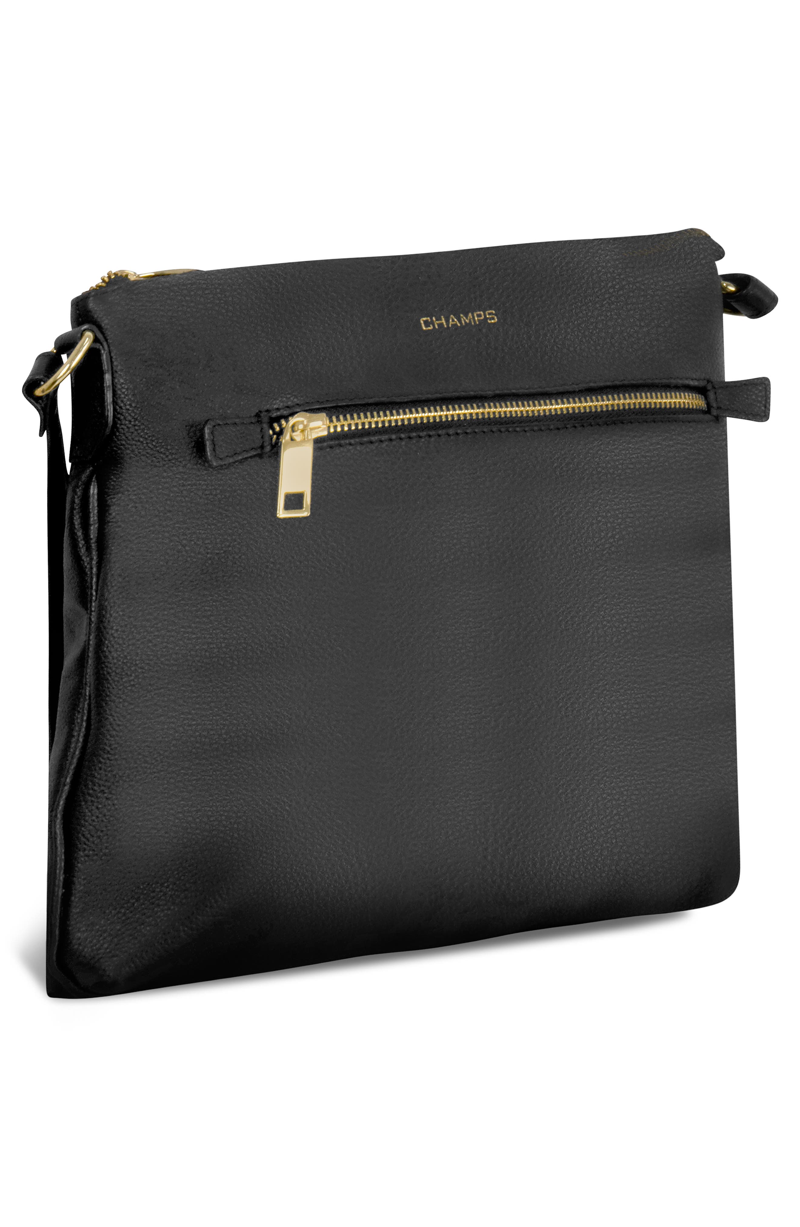 Leather Crossbody Bag, Alternate, color, BLACK