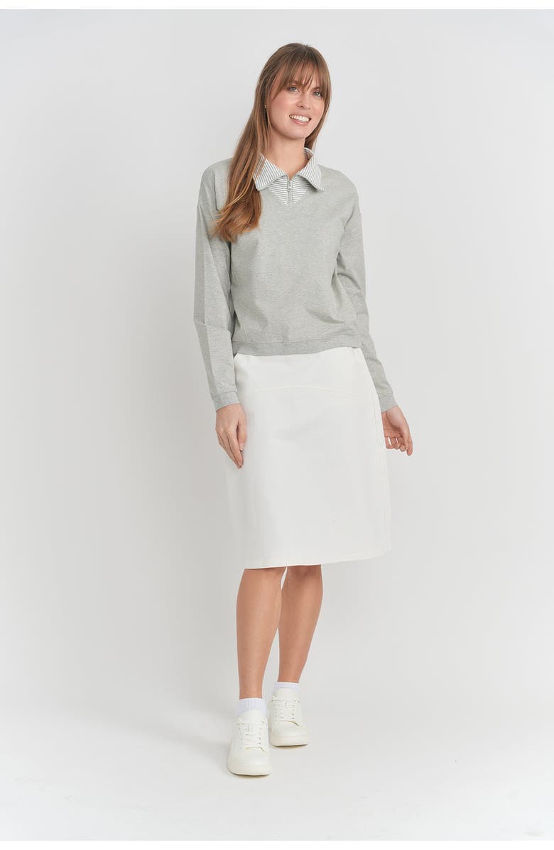 Noni Daily Striped Collar Half Zip Cotton Spandex Sweater, Alternate, color, Grey Mix