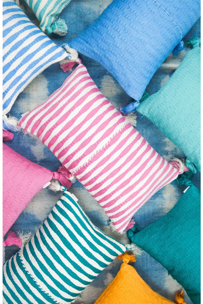 Antigua Classic Solid Handwoven Cotton Throw Pillow, Alternate, color, Bubblegum Pink