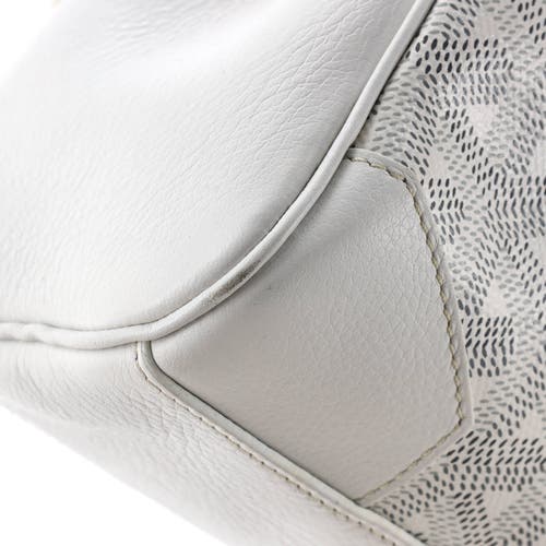 Pre-owned Goyard Goyard Saigon Top Handle Bag Coated Canvas With Leather Mini In White