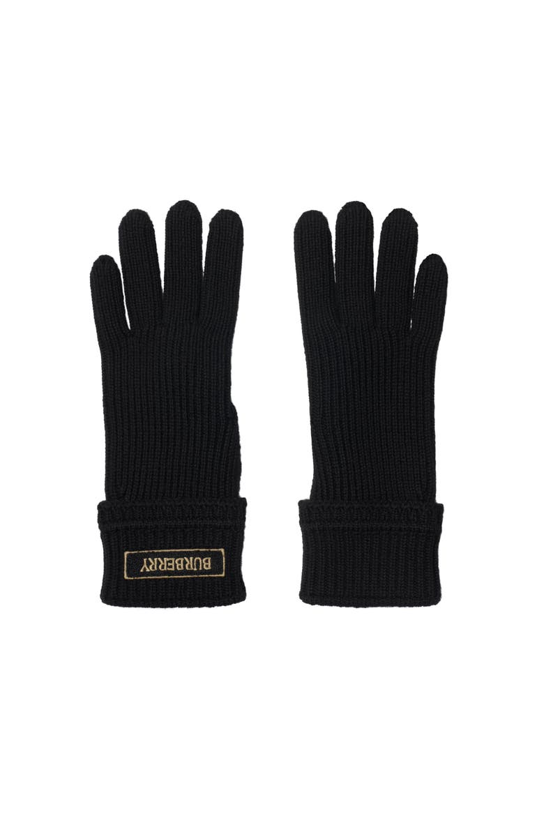 Logo Patch Wool Blend Gloves, Main, color, Black