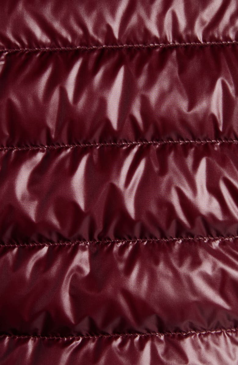 Moncler Quilted Down & Wool Knit Cardigan, Alternate, color, Burgundy