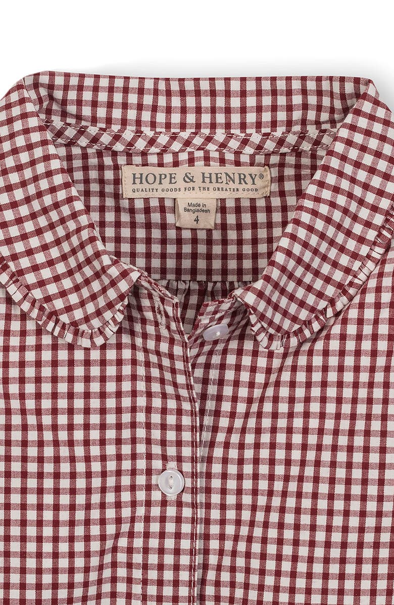 Hope & Henry Kids' Organic Button Down Peter Pan Collar Top, Alternate, color, Dark Red Check
