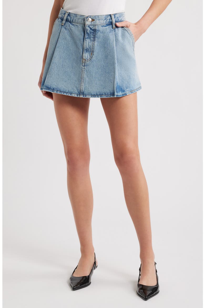 Pleated Denim Miniskirt, Main, color, OUTLAW