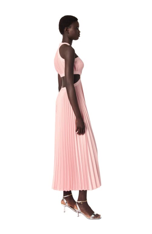 Maje Riconil Pleated Midi Dress In Pink
