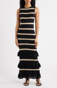 Rails Ana Stripe Cotton Blend Knit Midi Dress