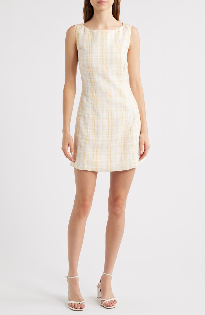 Faithfull the Brand Lydie Linen Minidress, Main, color, Piato Check