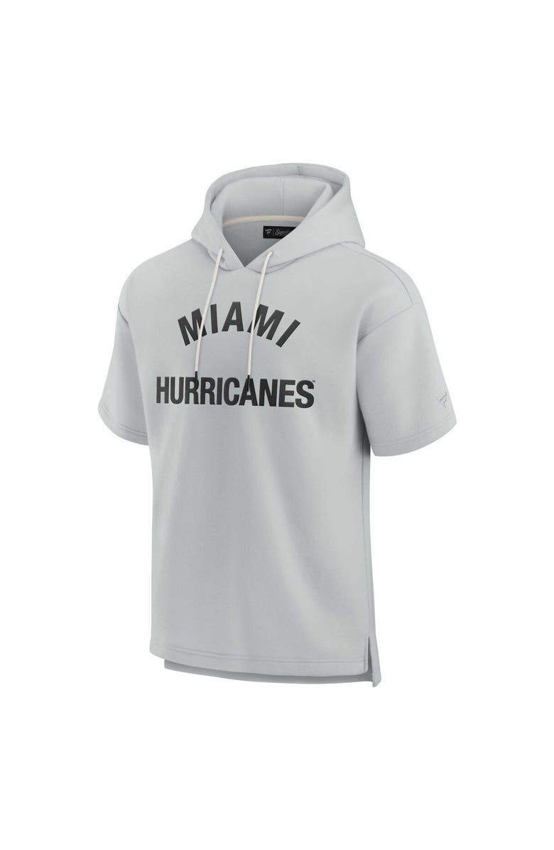 Fanatics Signature Unisex Fanatics Signature Gray Miami Hurricanes Elements Super Soft Fleece Short Sleeve Pullover Hoodie, Alternate, color, Gray