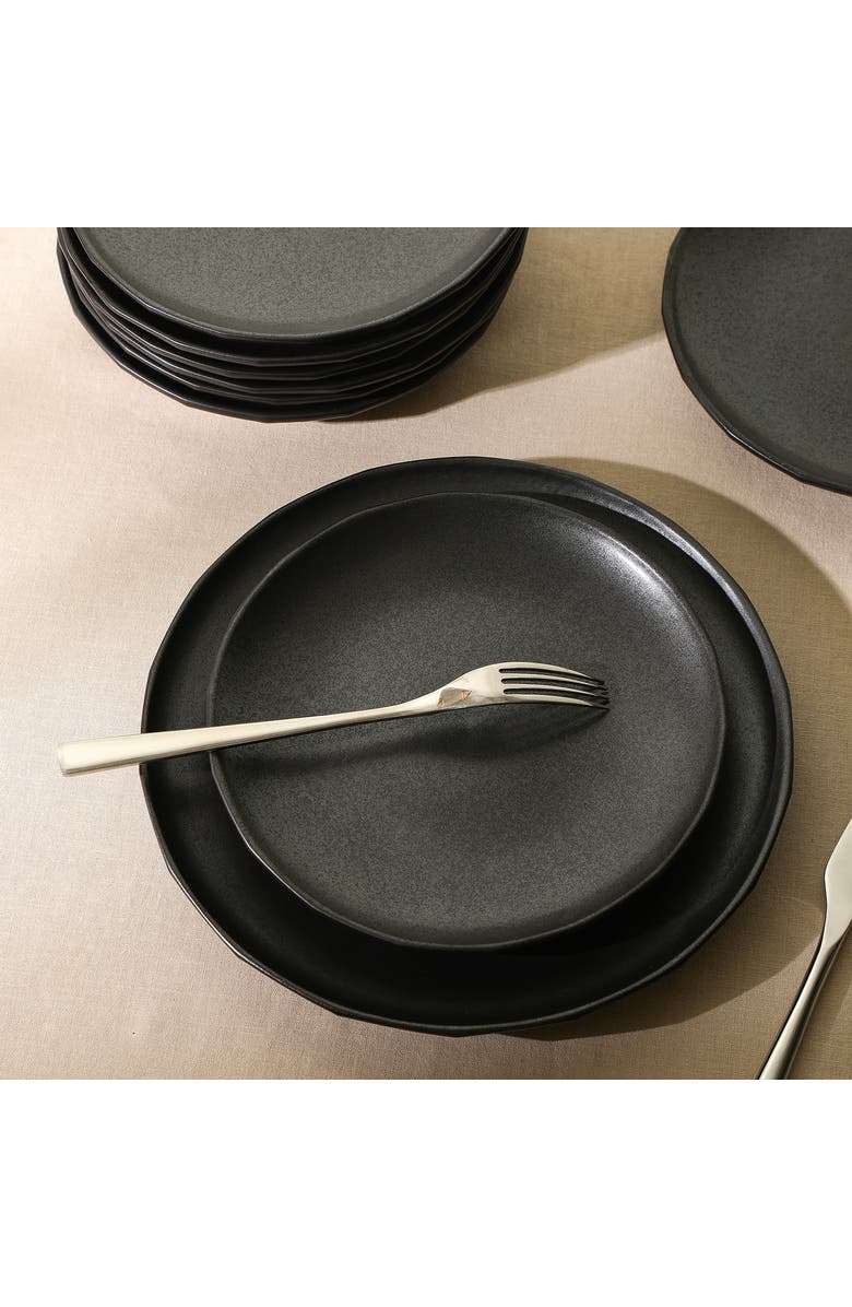Stone Lain Rio Stoneware 12-Piece Dinnerware Set, Main, color, Black