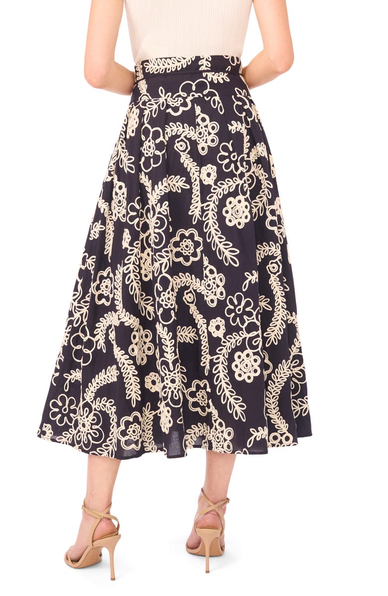Ted Baker Guinevere Floral Embroidered Cotton Midi Skirt, Alternate, color, Emerald Berry