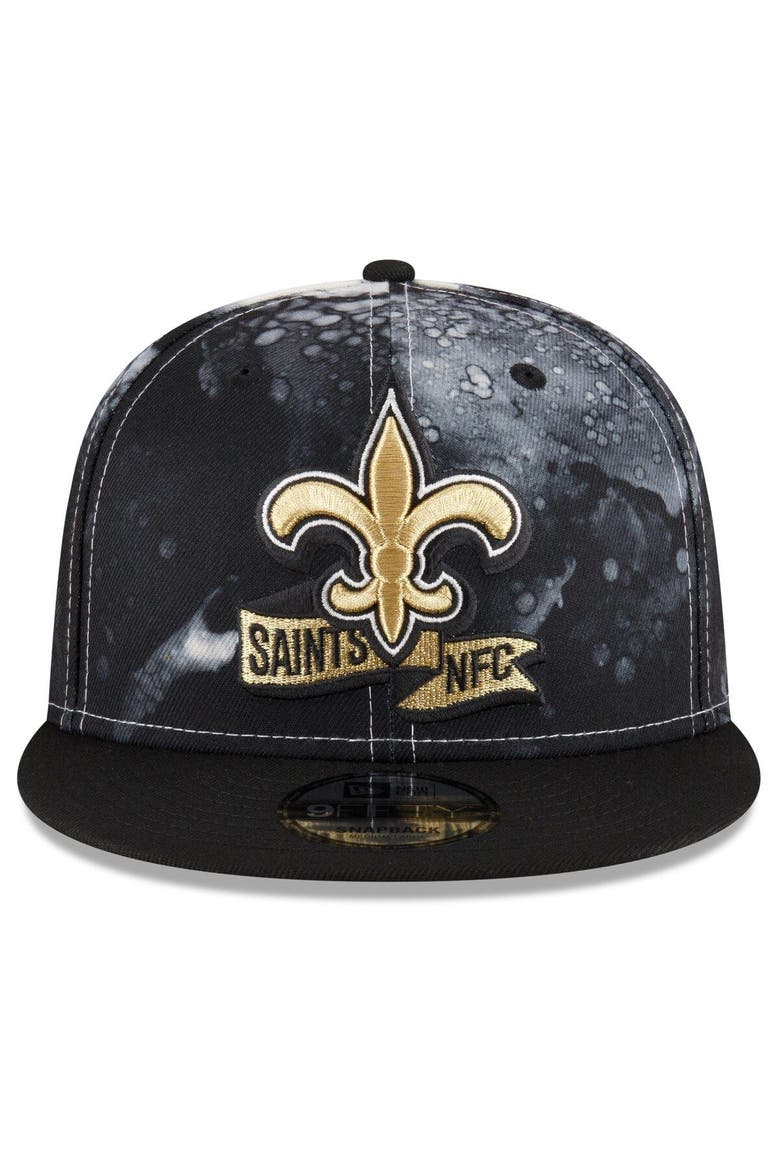 Men's New Era  New Orleans Saints 2022 Sideline 9FIFTY Ink Dye Snapback Hat, Alternate, color, Black