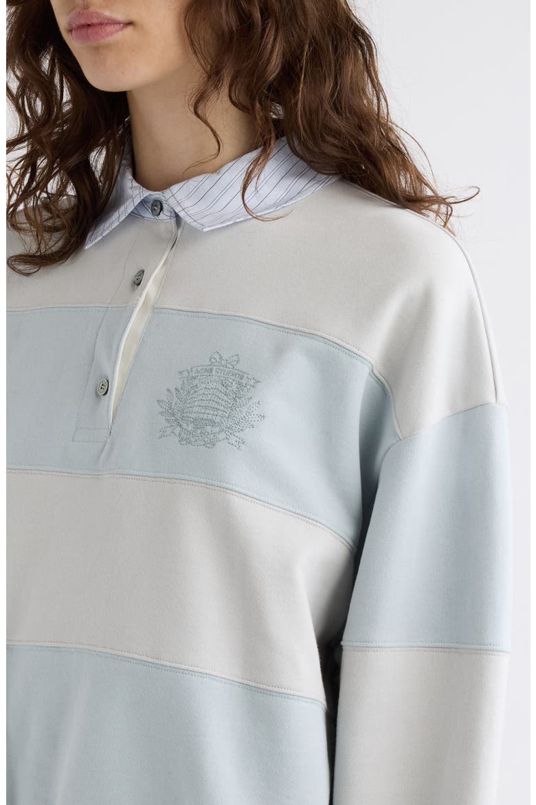 Stripe Polo Sweatshirt, Alternate, color, LIGHT BLUE/ GREY