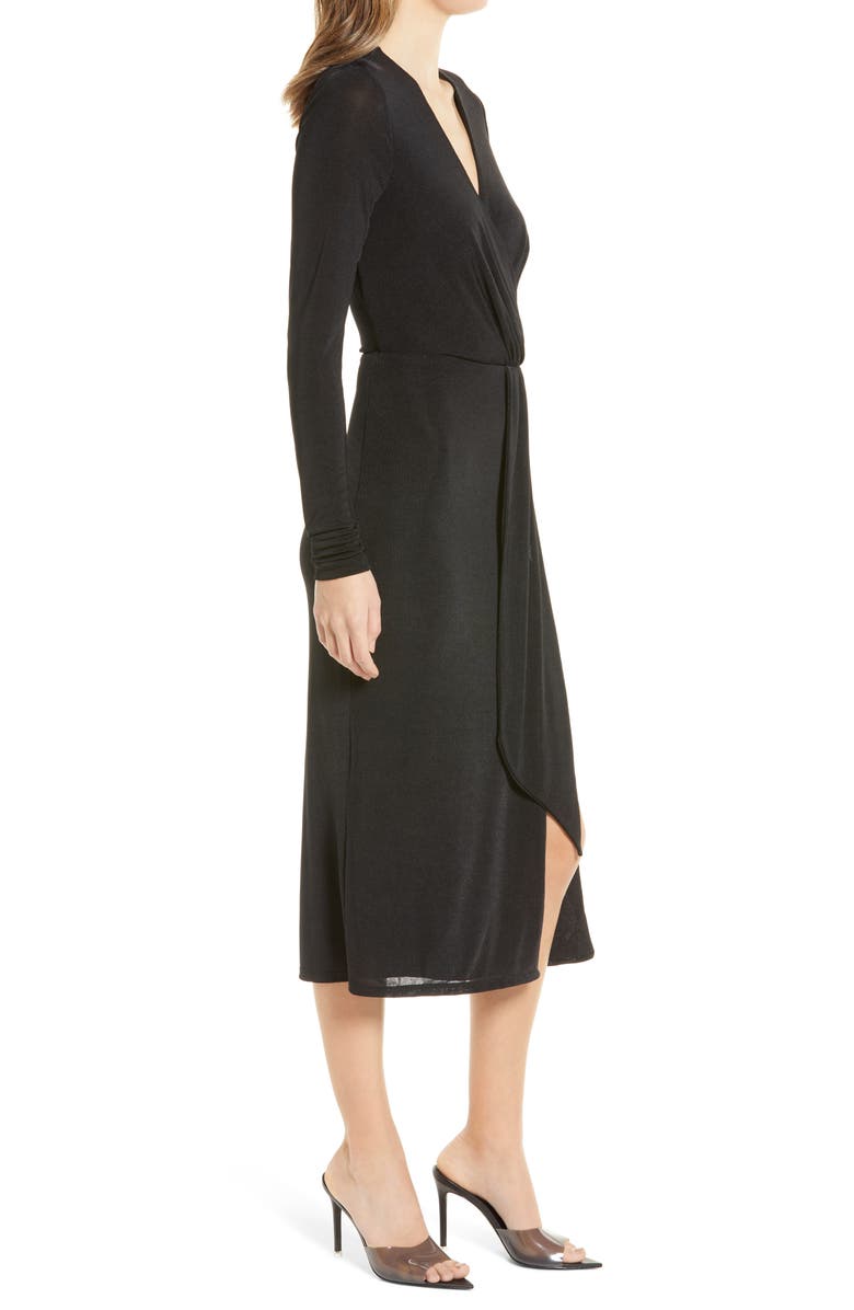 Good American Shimmer Long Sleeve Faux Wrap Dress, Alternate, color, 