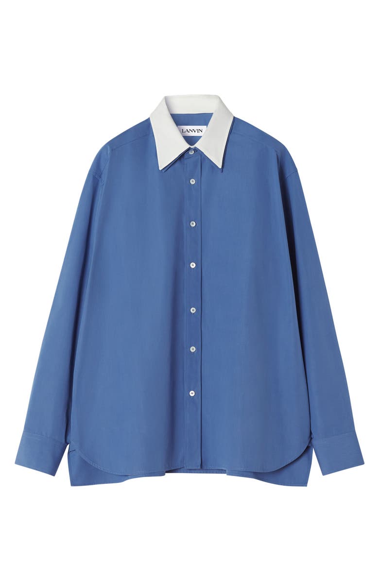 Lanvin Oversized Cotton Poplin Shirt, Main, color, Jeanne Blue