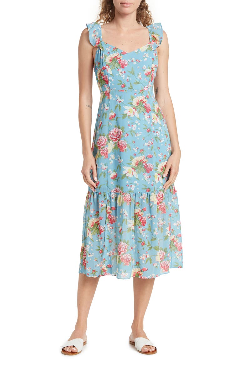 Open Back Sleeveless Dress, Main, color, SOFT TORQUISE FLOWER
