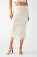 GUESS Remi Open Stitch Fringe Midi Skirt