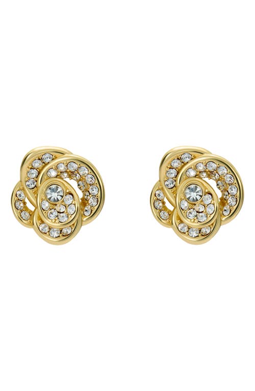 Ted Baker Florine Crystal Flower Stud Earrings In Gold Tone/clear Crystal