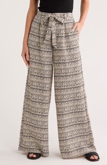 Bobeau Lyra Crepe Wide Leg Pants In Gold