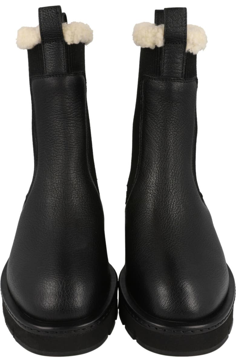 FERRAGAMO Rook Genuine Shearling Trim Leather Boot, Alternate, color, Black