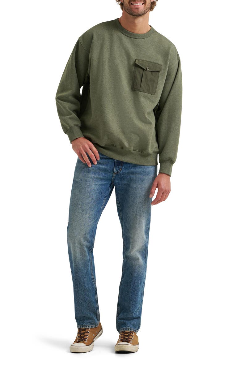 Lee Chest Pocket Crewneck Sweatshirt, Alternate, color, Oak Moss