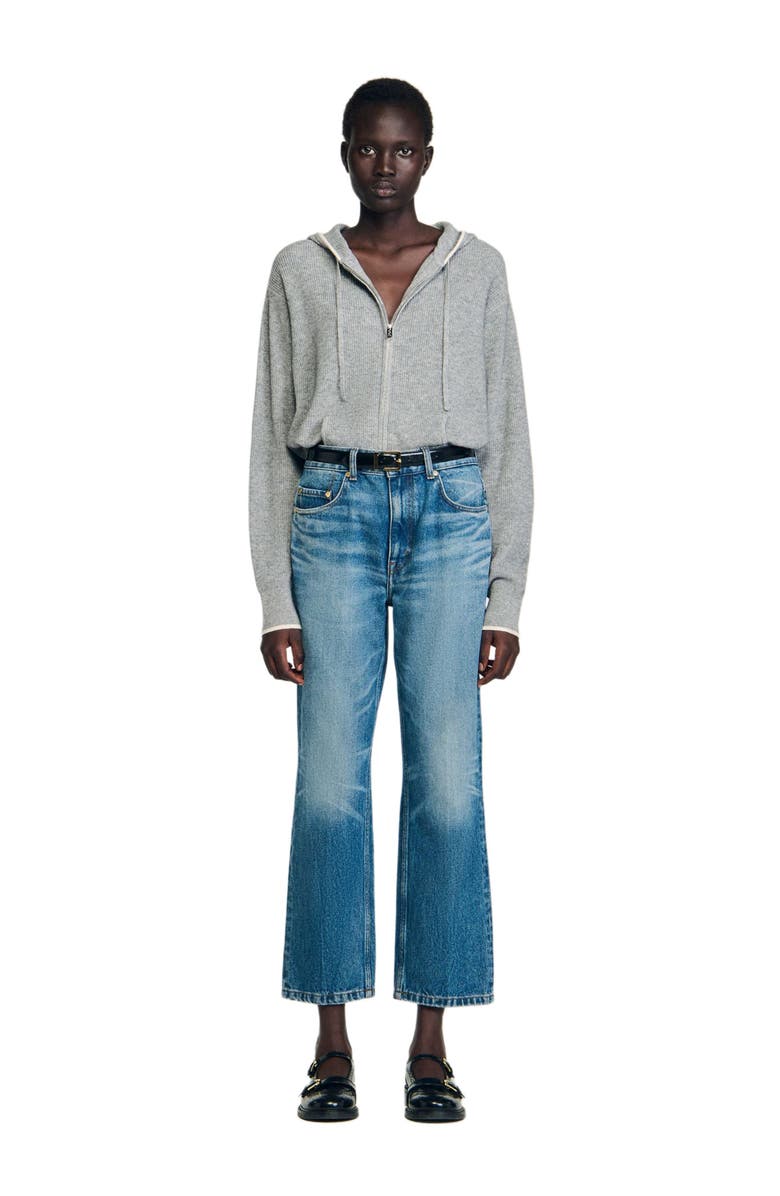 SANDRO Hooded cardigan, Alternate, color, Grey