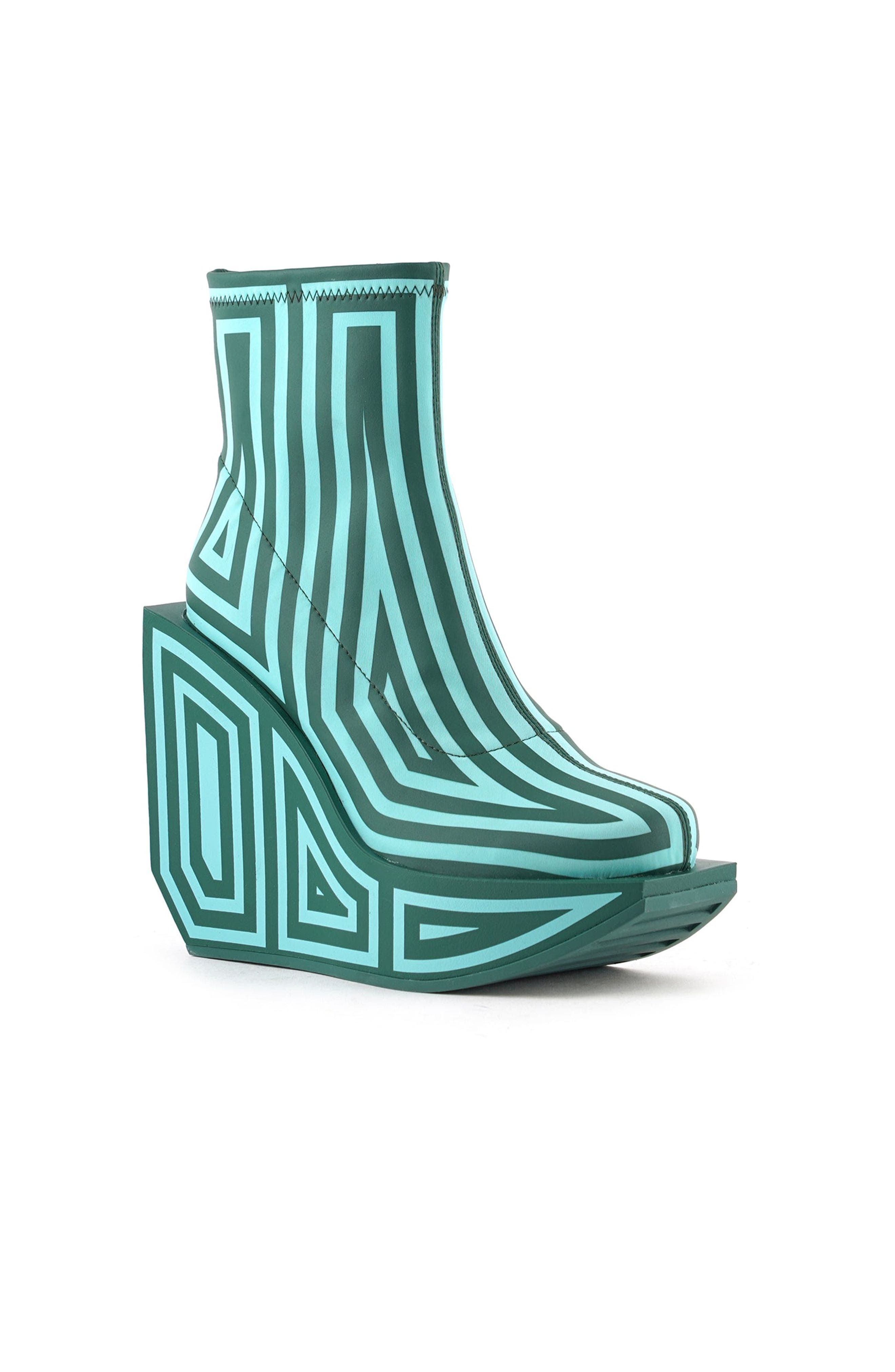 United Nude Wa Platform Bootie, Alternate, color, Emerald