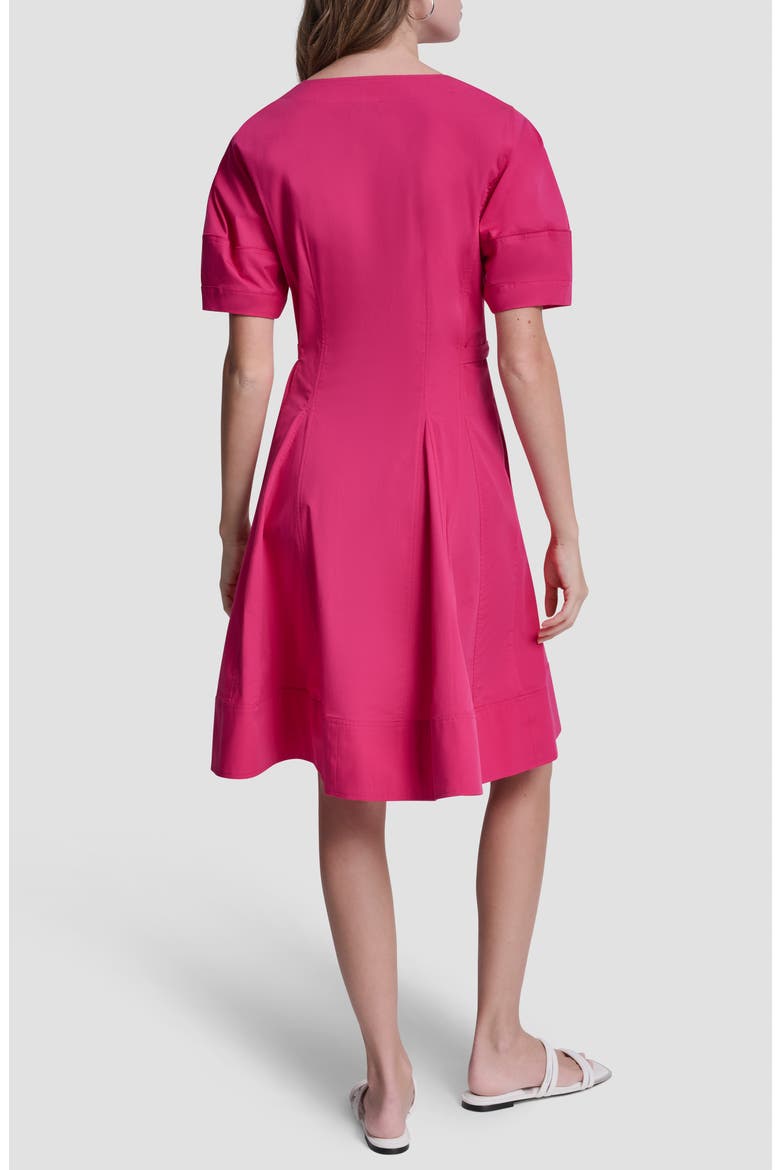 Poplin Fit & Flare Dress, Alternate, color, HOT PINK