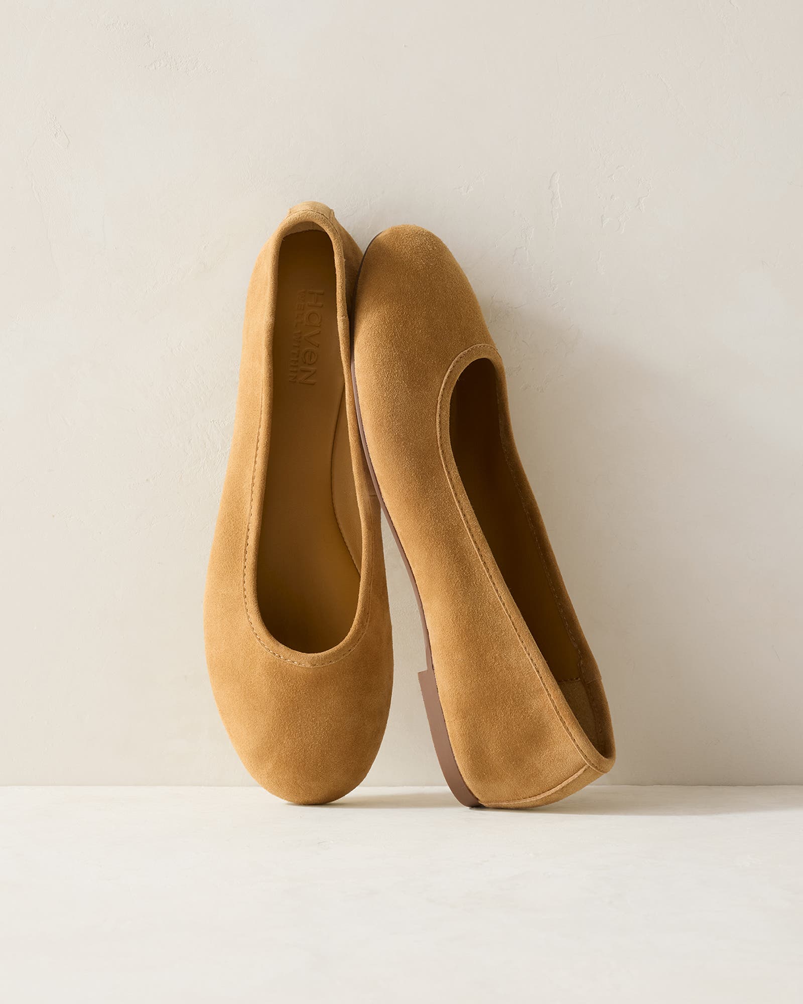 Haven Well Within Suede Round Toe Ballet Flats, Main, color, Balsam Tan
