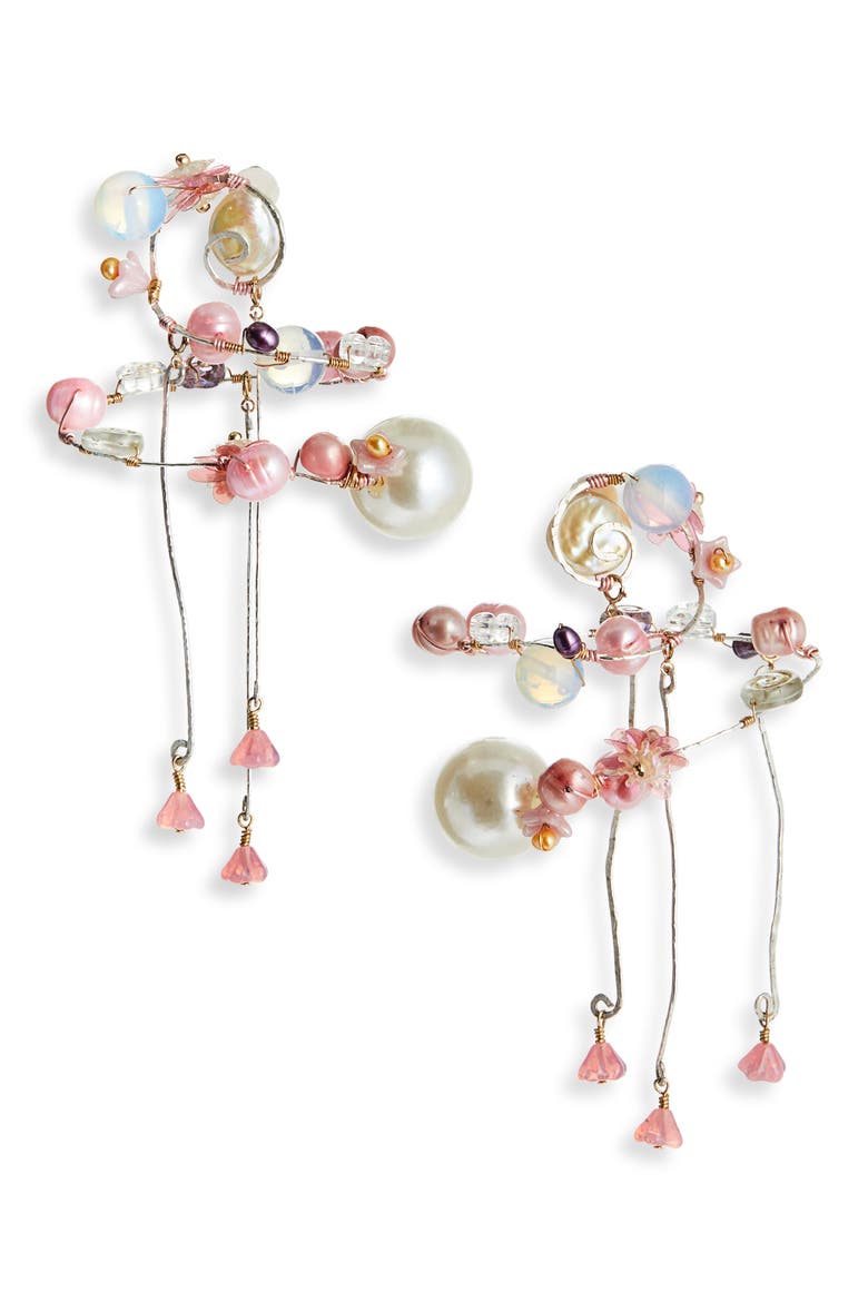 Flora Drop Earrings, Main, color, PETAL PINK