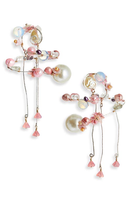 Isshi Flora Drop Earrings In Petal Pink