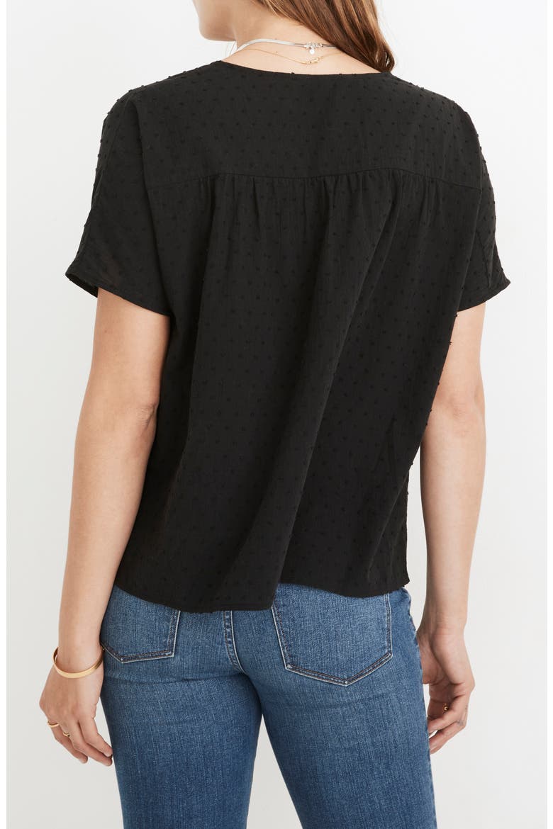 Swiss Dot V-Neck Blouse, Alternate, color, TRUE BLACK