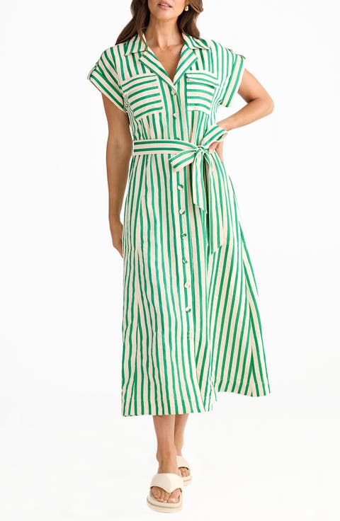 Portia Stripe Maxi Shirtdress