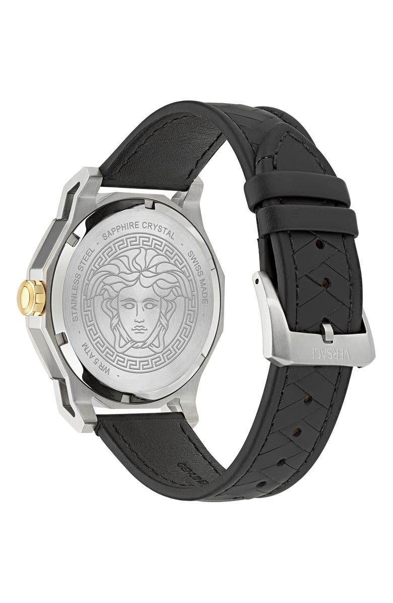 Versace Medusa Deco Leather Strap Watch, 43mm, Alternate, color, 